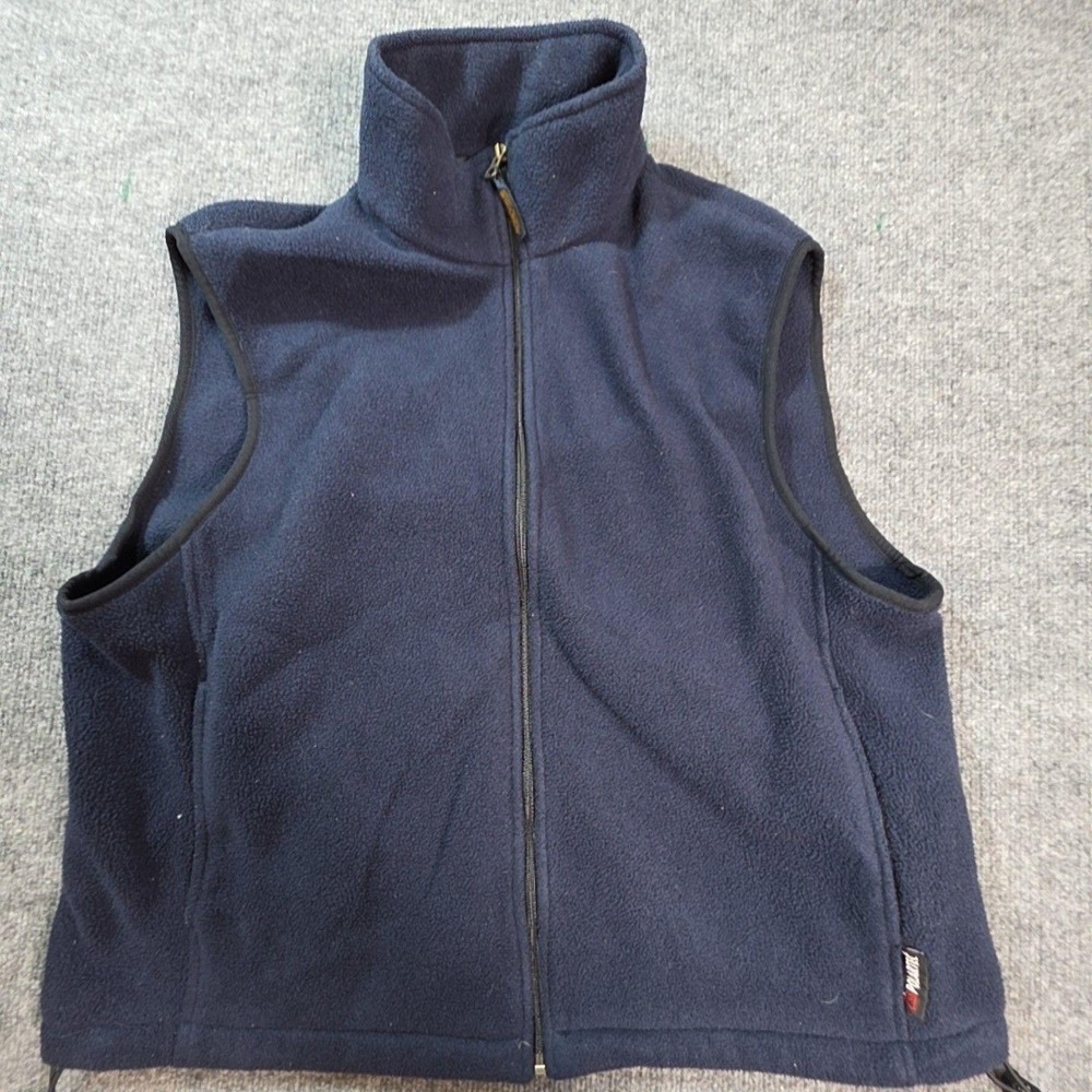 Woolrich Vest Mens XL Blue Fleece Full Zip Stand Collar Outdoor Hiking Pockets